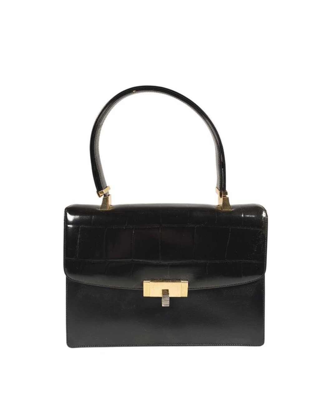 KORET Vintage Structured Leather Bag Minimalist Gold Tone Hardware Great Cond
